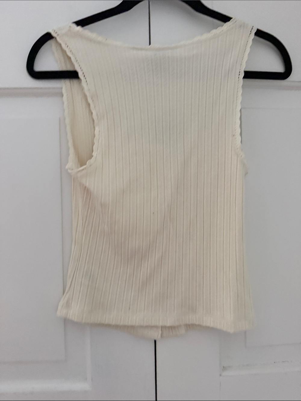 Women’s Cream Ribbed Button-Front Tank Top - Picture 3 of 3